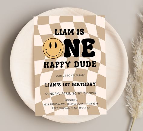 One Happy Dude Invitation Template, First Birthday Morning Ideas, Neutral One Happy Dude Birthday, 1st Birthday One Happy Dude, One Happy Dude Birthday Invitations, One Happy Dude Invitation, One Happy Dude First Birthday Food, 1st Year Birthday Party Ideas Boy, One Happy Dude First Birthday Party