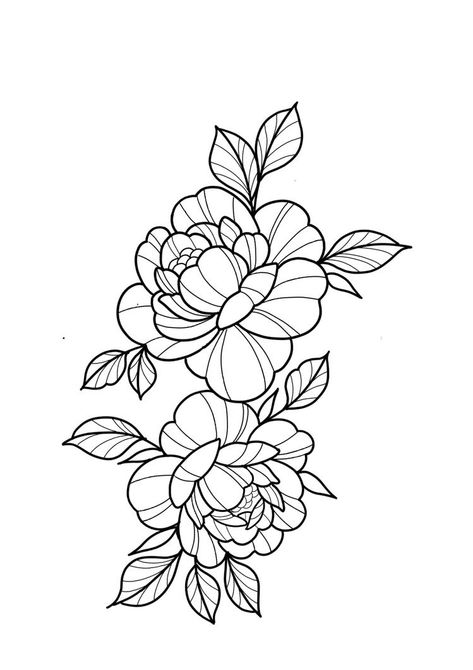 Peony Flower Tattoos, Tattoo Outline Drawing, Flash Tattoo Designs, Drawing Color, Tattoo Stencil Outline, Floral Tattoo Design, Tattoo Style Drawings, Tattoo Portfolio, Line Work Tattoo