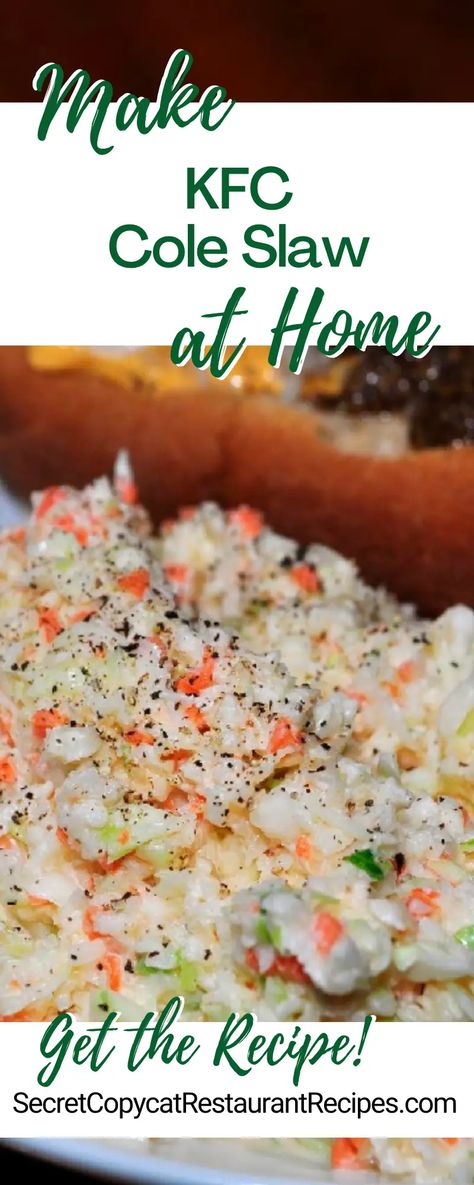 KFC Cole Slaw Restaurant Recipe Kfc Cole Slaw, Recipe For Kentucky Fried Chicken, Coleslaw Dressing Recipe, Slaw Dressing, Kentucky Fried Chicken, Kfc Recipe, Jerky Recipes, Salad Dressing Recipes Homemade, Kentucky Fried