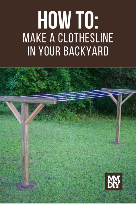 Clothes Lines Ideas Outdoor Diy, Wood Clothes Line, Diy Clothing Line Outdoor, How To Make A Clothes Line Outside, Wooden Clothes Line Ideas Outdoor, Wooden Clothes Line, Clothes Drying Line Outdoor, How To Build A Clothesline, Washing Lines Ideas Outdoor