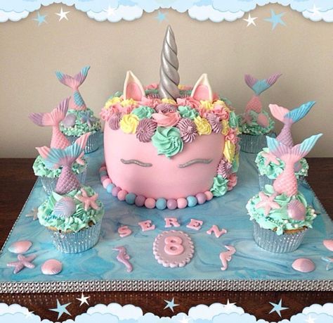 Mermicorn Cake | Mermaid Cake | Unicorn Cake | Magical Cake Magical Cake, Cake Mermaid, Cake Unicorn, Unicorn Desserts, Mermaid Birthday Cakes, Unicorn Mermaid, Unicorn Birthday Cake, Magic Cake, Mermaid Cakes