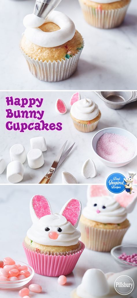 Desserts Cupcakes, Desserts Ideas, Bunny Cupcakes, Easter Sweets, Easter Desserts, White Cupcakes, Happy Bunny, Easter Baking, Easter Goodies