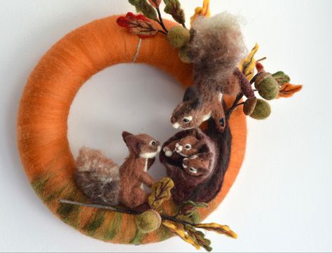 Felted Animal Wreath, Needle Felted Wreaths, Needlefelt Wreath, Needle Felting Wreath, Needle Felted Christmas Wreath, Needle Felt Wreath, Needle Felted Wreath, Needle Felted Tree, Mushroom Crafts