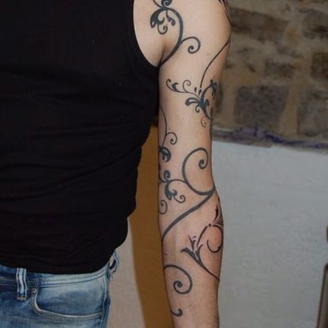 Rose Vine Tattoos, Flower Vine Tattoos, Swirl Tattoo, Around Arm Tattoo, Jagua Henna, Stylish Tattoo, Shoulder Arm Tattoos, Vine Tattoos, Arm Sleeve Tattoos