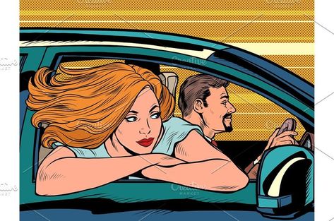 Leaning Out Car Window Pose, Looking Out Car Window Drawing, Roy Lichtenstein Pop Art, Movement Drawing, Lichtenstein Pop Art, Window Illustration, Retro Vector Illustration, Window Drawing, Person Drawing