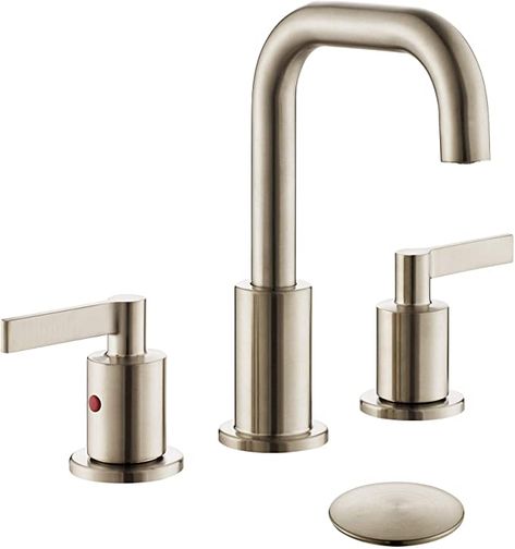 TimeArrow TAF288S-BN Two Handle 8 inch Widespread Bathroom Sink Faucet with Pop-Up Drain, Brushed Nickel - - Amazon.com Bidet Toilet Attachment, Gold Bathroom Faucet, Hanging Rock, Plastic Pop, Wash Room, Bathroom Sink Drain, Luxury Shower, Widespread Bathroom Faucet, Delta Faucets