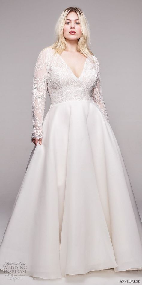 Bridal Plus Size, A Line Ball Gown, Plus Size Wedding Dresses With Sleeves, Plus Wedding Dresses, Anne Barge, Western Wedding Dresses, Wedding Inspirasi, Plus Size Wedding Gowns, Plus Size Bride