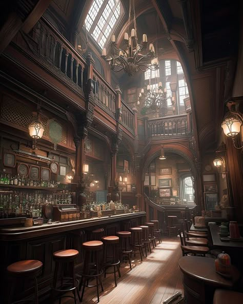 Industrial Era Aesthetic, Steampunk Tavern, Fantasy Brothel, Fantasy Pub, Fantasy Workshop, Tavern Aesthetic, Fantasy Bar, Fantasy Office, Fantasy Tavern