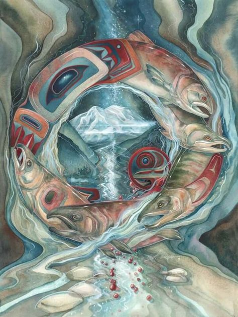 Lovely Bergsma Art, Salmon Art, Jody Bergsma, Pacific Northwest Art, Native American Wisdom, Paint Horse, Animal Totems, Visionary Art, Indigenous Art