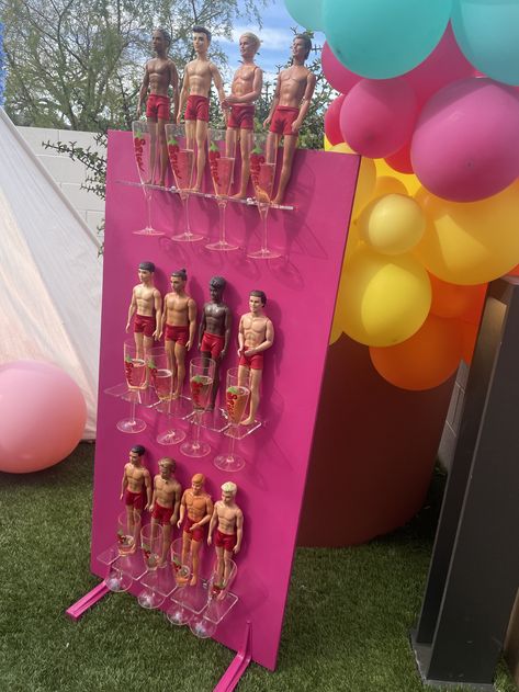 Ken doll champagne wall! Come on Barbie, let’s Bach Party! All Barbie Variations come with a life-size Barbie Box. (Scottsdale Bachelorette party ideas, scottsdale bach, things to do in scottsdale, bachelorette party, life size barbie box, barbie bachelorette box, barbie bachelorette party ideas, things to do in scottsdale, pink barbie box, pink barbie party theme, barbie party, arizona barbie box party, bachelorette decorations.) Barbie Champagne Wall, 50th Barbie Party, Barbie 30th Birthday Party Outfit, Ken Barbie Party Ideas, Barbie Theme Hotel Party, Grownup Barbie Party, Malibu Barbie Balloon Arch, Barbiecore Party Decor, Barbie Women Party