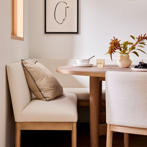 Build Your Own - Hargrove Banquette | West Elm Hargrove Banquette, Small Banquette Seating In Kitchen, Small Banquette Seating, Small Banquette, Banquette Ideas, Corner Dining Bench, Corner Banquette, Dining Corner, Banquette Seating In Kitchen