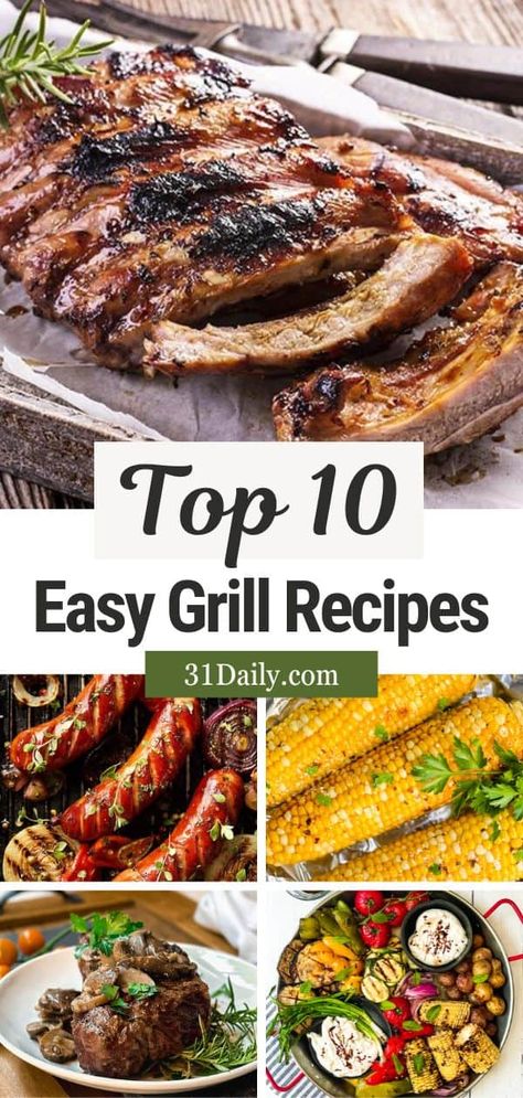 These easy grill recipes are perfect for days when the summer sun sizzles, you're entertaining, or when it's the big game and the grill is where it's at! Grilled Dinner Ideas, Charcoal Recipes, Easy Grill Recipes, Delicious Grill Recipes, Charcoal Grill Recipes, Easy Grill, Christmas Side Dish Recipes, Easy Bbq Recipes, 31 Daily