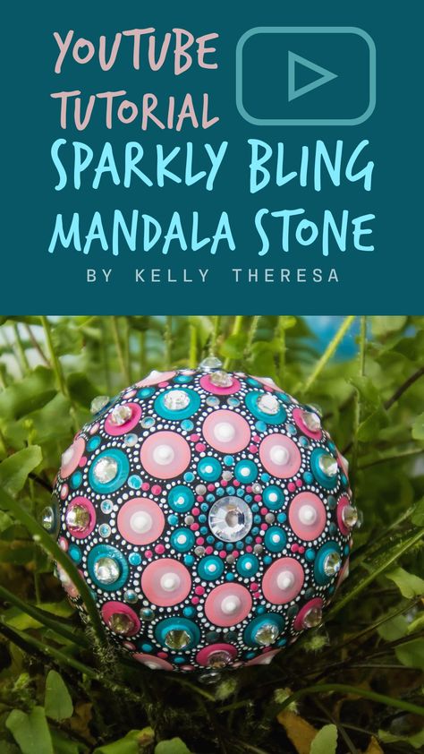 Dot painted mandala stone tutorial on YouTube Dot Painting Mandala, Painting Mandala, Craft Projects For Adults, Mason Jar Projects, Types Of Pins, Quote Diy, Mandala Art Lesson, Mandala Rocks, Diy Rhinestone