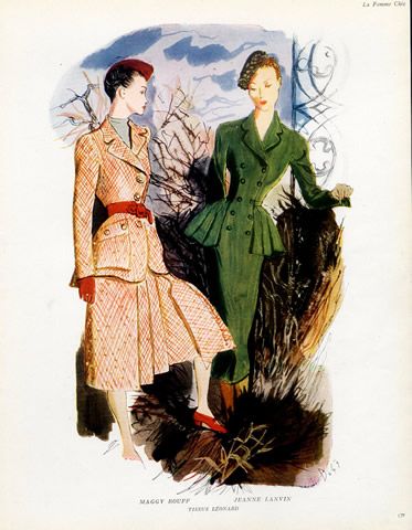 André Delfau 1947 Maggy Rouff, Jeanne Lanvin, Leonard & Cie Maggy Rouff, 1950s Glamour, Jeanne Lanvin, Original Fashion, Fashion Sketches, Lanvin, Dressmaking, Fashion Prints, Evening Dress