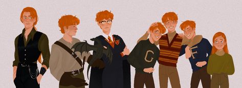 Weasley Family Fanart, Percy Weasley Fanart, Weasley Siblings, Weasley Twins Fanart, Weasley Fanart, The Weasley Family, Harry Potter Toms, The Weasleys, Percy Weasley