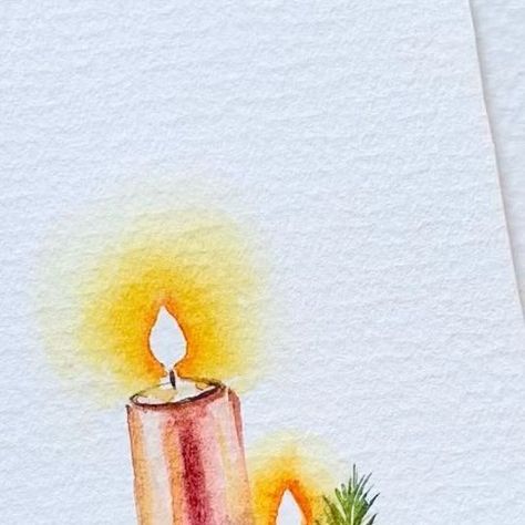 Samprity Ozah on Instagram: "Candles and cones card..! Watercolor on paper. #watercolorcard #christmascards #holidaycards #festivecards #easywatercolortutorials #watercolorstudy #easypainting #paintingforbeginners #aquarelle_daily #cozypainting #decemberart" Watercolor Candle, Candle Watercolor, Watercolor Candles, Valentine Candles, Card Watercolor, Christmas Card Art, Painted Candles, Watercolor Christmas Cards, December 19