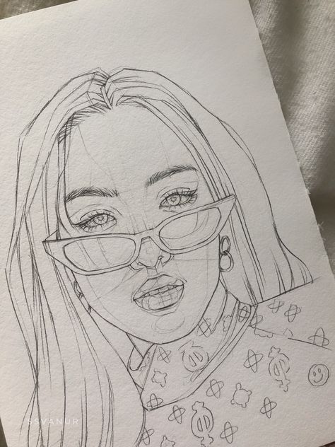 Itzy Sketch, Portraits Sketch, Aesthetic Sketch, Itzy Wallpaper, Crayon Drawings, Face Sketch, Pencil Crayon, Bullet Journal Art, Portrait Sketches