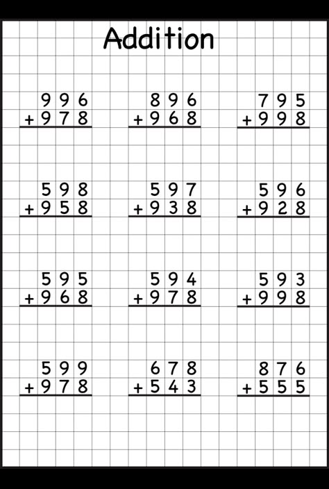 addition with regrouping worksheets...I LOVE that they are on grid paper. This really helps kids keep everything in line!!! Great for review and is available at different grade level abilities! 2 Digit Addition With Carry Over, 2digit Addition With Regrouping, 2 And 3 Digit Addition With Regrouping, 2 Digit Addition Worksheets For Grade 1, Addition With Carrying Worksheets, Addition Two Digits Worksheet, Addition Worksheets 2 Digit, 2nd Grade Math Worksheets Free Printable, 2digit Addition