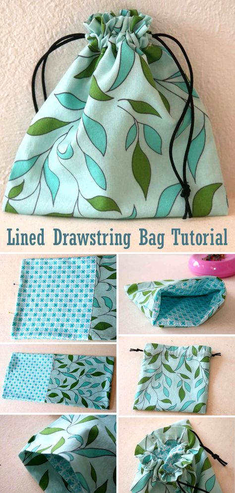 Better Lined Drawstring Bag Tutorial Lined Drawstring Bag Tutorial How To Sew, Drawstring Gift Bag Pattern, Easy No Pattern Sewing, Paper Bag Sewing Pattern, Lined Gift Bag Tutorial, Fabric Drawstring Bag Diy, How To Sew A Lined Drawstring Bag, Sewing Pattern Drawstring Bag, Drawstring Bags For Kids