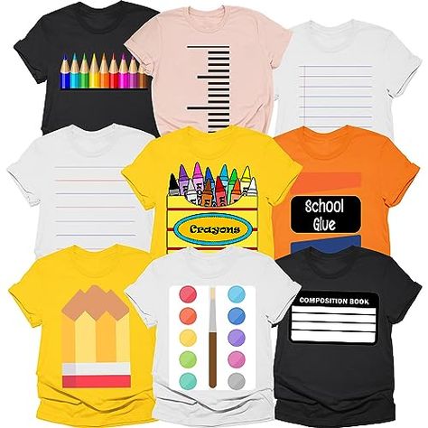 HHOD Group Halloween costumes Teacher School Supplies, Stationery Costume Matching Pencil, Color Crayon, Glue Costumes Shirt Teacher School Supplies, Teacher Halloween Costumes, Teacher Costumes, School Supplies For Teachers, High School Kids, Matching Costumes, Teacher School, Color Crayons, Teachers Halloween