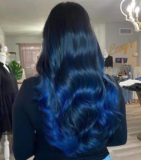 Blue Lowlights Under Black Hair 2 Blue Highlights On Black Hair, Blue Lowlights, Black Hair Ideas, Highlights On Black Hair, Colored Hairstyles, Blue Hair Highlights, Blue Black Hair, Dark Blue Hair, Bleaching Your Hair