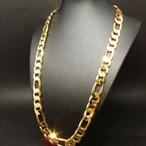 Brand New Men's Gold Figaro Chain Necklace Details: 30" Length Width 11.5mm (Our Largest Size Available) Genuine 14k Gold Plated Sterling Silver Retail Price $450 Buy With Confidence From A Trusted Seller With A 99%+ Feedback Rating! A0420 (Id-421) Gold Figaro Chain, F Men, S Necklace, Figaro Chain Necklace, Cuban Link Chain Necklaces, Gold Chains For Men, Figaro Chain, Jewelry Choker, Solid Gold Jewelry