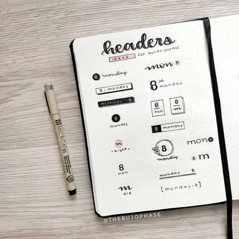 Headers ideas for your bullet journal • ideias de títulos para o seu bullet journal! . . There are so many creative ways that we can do our… Journal Headers Ideas, Black And White Bullet Journal, Bullet Journal Title Ideas, Journal Headings, Journal Title Ideas, Headers Ideas, Organiser Ideas, Journal Headers, Bullet Journal Titles