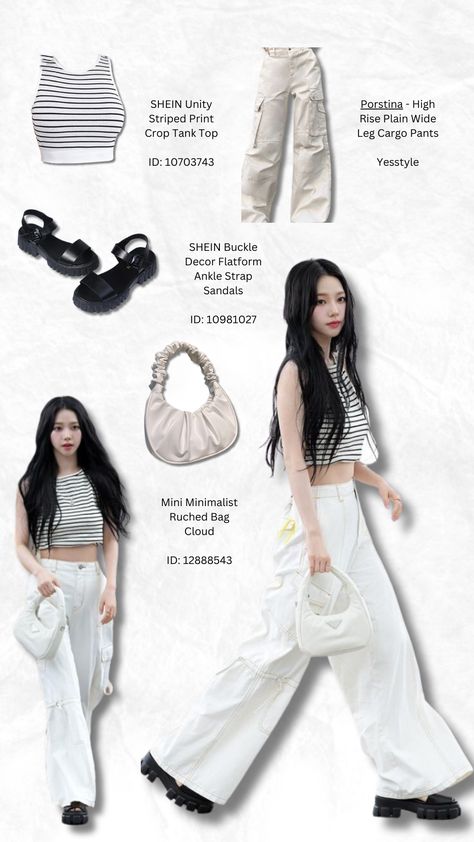 Kpop Idol Cargo Pants Outfit, Easy Kpop Outfits, How To Dress Like A Kpop Idol, Karina Aespa Outfits Casual, Kpop Shein Outfits, Aespa Outfits Casual, Shein Kpop Outfit, Karina Aespa Fashion, Casual Kpop Outfits