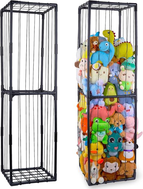 MHJY Stuffed Animals Zoo Storage Soft Toy Holder Organiser Large Cuddly Toys Storage Shelf with Elastic Band Stuffed Animals Cage for Nursery Playroom Bedroom Kids Room Furniture, Black, L Large Toy Storage, Stuffed Animal Holder, Toy Storage Shelves, Alphabet Sticker, Kids Toy Store, Large Stuffed Animals, Playroom Bedroom, Furniture Black, Kids Room Furniture