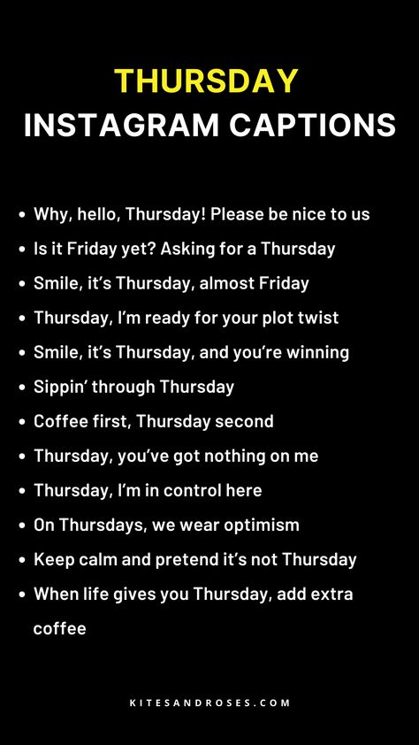 Thursday Instagram Story Ideas, Pre Birthday Captions Instagram, Thursday Captions Instagram, Thursday Instagram Story, Pre Birthday Captions, One Word Instagram Captions, Birthday Captions Instagram, Thursday Quotes, Good Insta Captions