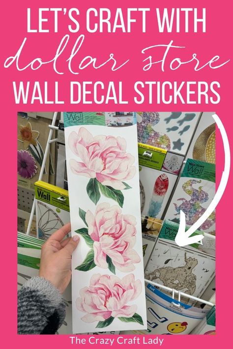 lets craft with flower dollar store wall decals Dollar Tree Wall Decor Diy, Dollar Tree Wall Decor, Light Pink Paint, Tree Wall Decals, Mod Podge Crafts, Gold Tray, Wall Decor Diy, Mason Jar Flowers, Tin Can Crafts