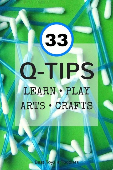 33 ideas for sensory play, learning, art, crafts and more with one of the most inexpensive items we all have at home - q-tips! Preschool January, Q Tips, Q Tip Painting, Learning Art, Fine Motor Activities For Kids, Eyfs Activities, Fine Motor Skills Activities, Motor Skills Activities, Best Toys