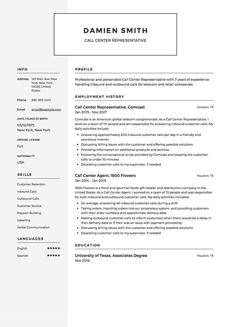 Call Center Resume Examples & Guide. Samples per resume section. Objectives, Job descriptions, responsibilities. Both Inbound/Outbound. Call Center Resume, Resume Customer Service, Bank Teller Resume, Resume With No Experience, Director Resume, Customer Service Resume, Resume No Experience, Resume Guide, Sales Resume