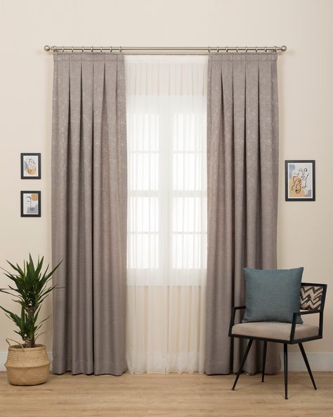 Inverted Pleat Drapery, French Pleat Drapery, 3 Window Curtains, Curtain Box, Curtain Inspiration, Pleated Drapery, Pleat Curtains, Behind The Curtain, Pleated Drapes