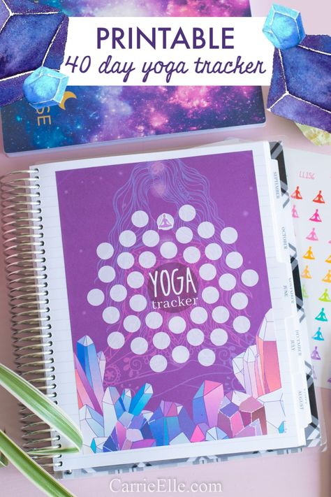 This printable 40 Day Yoga Tracker is the perfect size for your planner and will inspire you to stick to your yoga practice. It's also available in an 8.5x11! #yoga #planner #printable #plannerprintable #yogaprintable Yoga Journal Printable, Chakra Exercises, Yoga Journal Ideas, Yoga Tracker, Yoga Crafts, Yoga Journaling, Yoga Calendar, Fitness Printables, Yoga Planner