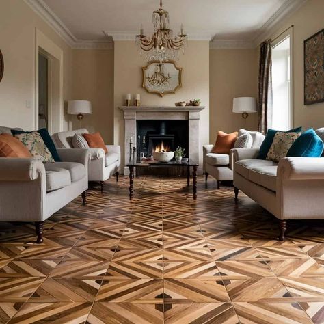 9 Home Decor Flooring Decoration Ideas to Inspire You - ostrali.com 1970s Flooring, Tile Threshold, Threshold Ideas, Statement Tiles, Wood Floor Design, In Conclusion, Parquet Flooring, Painted Floors, Cozy Nook