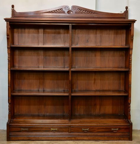 French Bookshelf Aesthetic, Bookshelf Antique, Witchy Bookshelf, Victorian Bookshelf, Antique Study, Old Bookshelf, Bookshelf Vintage, Brown Bookshelves, Victorian Bookcases