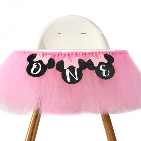 PRICES MAY VARY. Minnie 1st Birthday Highchair Banner - Celebrate Your Little Girl's First Birthday With Our Stylish Highchair Banner, Which Is The Perfect Addition To A Minnie Themed Party! Elaborate Design - Pink Ribbon Tutus As Well Create A Visually Appealing Chic Design That Adds A Playful Rustic Vibe To The Party. Mouse Theme Party Decor - Our High Chair Banners Are Made From High Quality Materials To Ensure Longevity And Visual Appeal, It Is Lightweight And Easy To Maneuver And Is A Great Highchair Tutu, First Birthday Highchair, High Chair Tutu, Minnie Mouse First Birthday, Minnie Mouse Birthday Decorations, Minnie Mouse 1st Birthday, Birthday Highchair, 1st Birthday Party Decorations, Birthday Photo Props