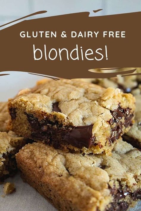 Deliciously chewy and full of rich buttery flavor – these gluten free blondies are the perfect dessert for all ages and all occasions! Diary Free Dessert, Gluten Free Dessert Bars, Gluten Free Blondies, Lactose Free Desserts, Gluten Free Tiramisu, Nut Free Desserts, Gluten Free Dairy Free Dessert, Gluten Free Pastry, Gluten Free Cookie Recipes