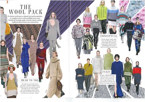 Vogue Trend The Wool Pack Fashion Booklet Layout, Fashion Trend Report Layout, Trend Page Fashion Magazine, Trend Book Layout, Trendbook Layout, Fashion Magazine Layout Design Vogue, Vogue Layout, Trend Report Layout, Fashion Magazine Typography