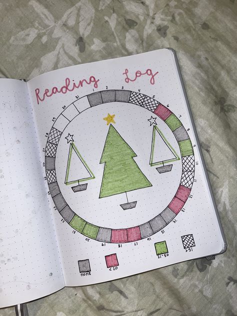 Reading log. Reading tracker. Pages read. Bullet journal. Christmas bullet journal. Christmas reading log. Bullet journal ideas. Bullet journal for beginners. December Reading Journal Spread, December Bullet Journal Pages, Reading Log Bullet Journal, Bullet Journal Ideas December, December Journal Ideas, Bullet Journal Ideas For December, December Reading Log, Christmas Tracker, December Bullet Journal Ideas