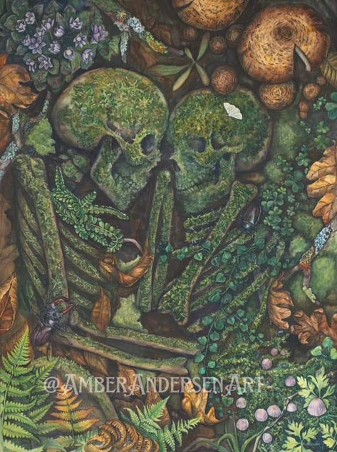 Mossy Skeleton, Moss Drawing, Graveyard Garden, Soil Art, Amber Anderson, Drawing Skeleton, Gcse Sketchbook, Skeleton Lovers, Watercolor Paintings Nature