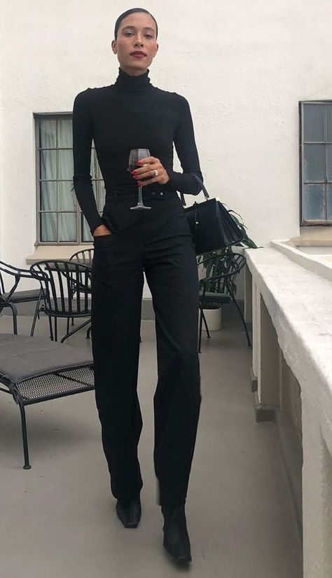 Turtleneck Outfit, Womens Thermal, Neue Outfits, Tops Long Sleeve, All Black Outfit, Roll Neck, Jeans Boyfriend, Looks Style, Work Attire