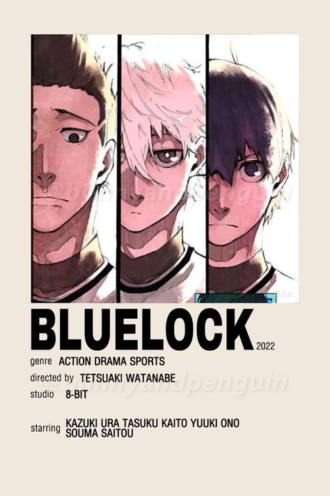 Bluelock Anime Poster, Blue Lock Poster Minimalist, Bluelock Poster, Polaroid Room Decor, Polaroid Room, Bluelock Anime, Poster Polaroid, Anime Minimalist Poster, Anime List