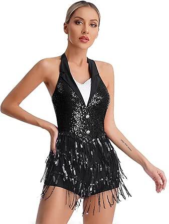 Sequin playsuit Tango Dance Costume, Fringe Jumpsuit, Sequin Playsuit, Jazz Dance Outfits, Danza Latina, Dance Bodysuit, Sequin Costume, Jazz Costumes, Jazz Dance Costumes