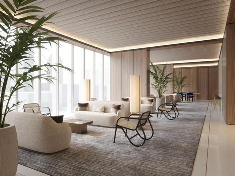 Modern Lounge Design, Lounge Interior Design, Apartment Tower, Apartment Lounge, Lounge Interior, Sky Lounge, Residential Tower, Lounge Interiors, Italian Furniture Design