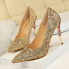 Women's Sparkling Glitter Stiletto Heel Pumps Closed Toe With Others shoes (085146853) - JJ's House Golden Heels Wedding, Gold Wedding Shoes, Homecoming Shoes, Sequin Shoes, Glitter High Heels, Gold High Heels, Basic Heels, Bling Shoes, Super High Heels