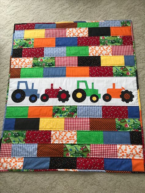 Baby Boy Quilts Patterns Free, Baby Boy Quilts Ideas Free Pattern, Tractor Quilt, Baby Quilts Easy, Baby Boy Quilt Patterns, Baby Quilt Patterns Easy, Kid Quilts Patterns, Boys Quilt Patterns, Patchwork Quilting Designs