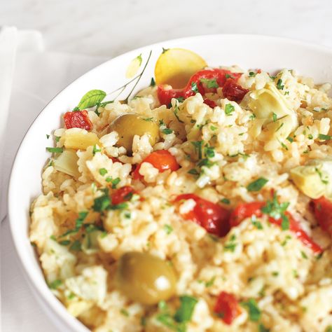 Mediterranean Risotto, Sur La Table Recipes, Mediterranean Veggies, Summer Healthy Recipes, Mediterranean Rice, Pasta For Dinner, Vegetable Risotto, Recipes Mediterranean, Famous Food