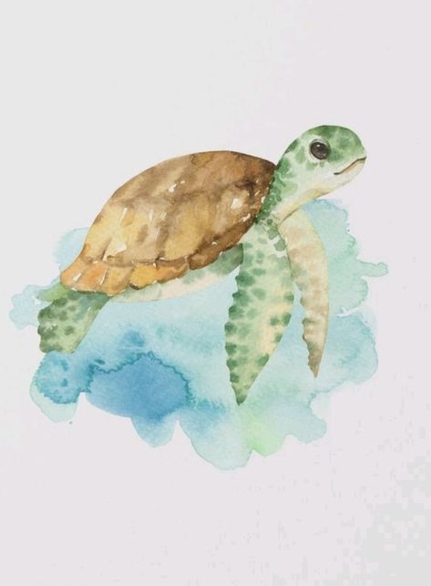 Sea Turtle Watercolor, Turtle Watercolor, Summer Painting, Watercolor Ocean, Watercolour Inspiration, Turtle Painting, Watercolor Paintings Easy, Watercolor Flower Art, Watercolor Painting Techniques